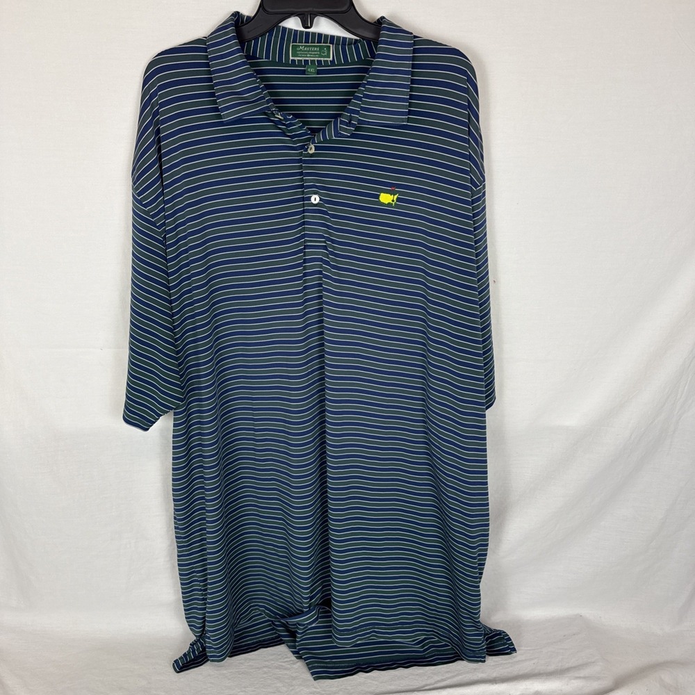 Masters Peter Millar Golf Polo Performance Augusta Striped Green Blue Men's 4XL